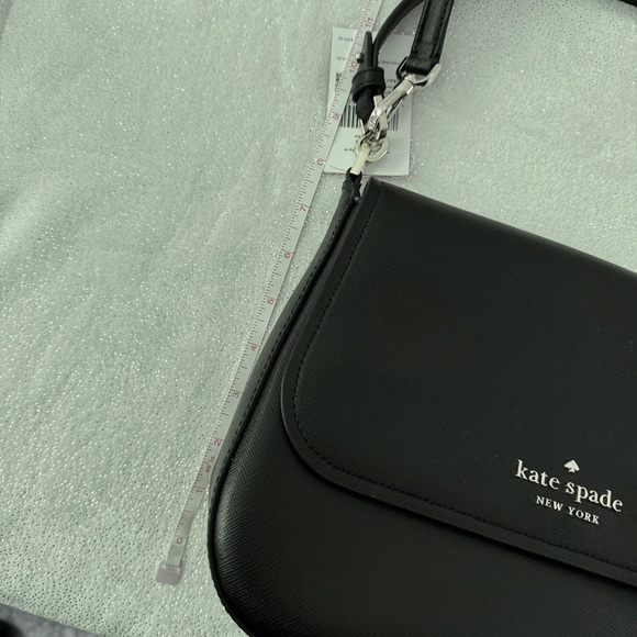 KATE SPADE Black Staci Saffiano Leather Flap Crossbody Bag - Picture 11 of 15